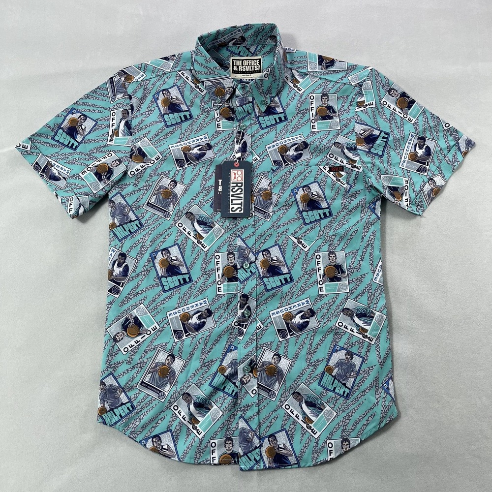 RSVLTS The Office Shirt Mens Small Basketball‎ Cards Teal KUNUFLEX NWT